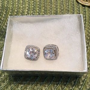 Cushion Cut CZ Halo Earrings